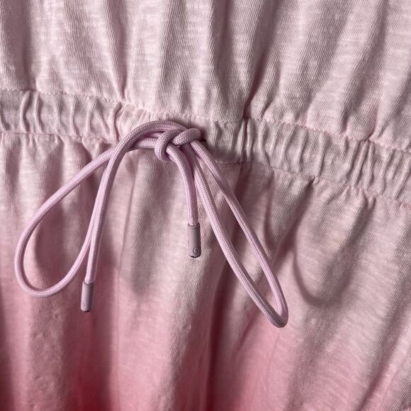 Talbots Super soft Slub Drawstring Waist Dress Dip Dye Pink Size XL Pockets 248 - Picture 3 of 9